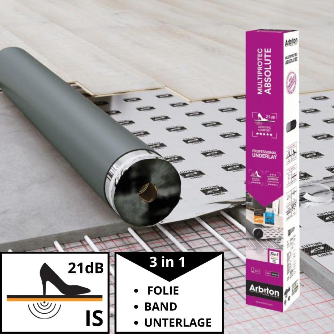 Trittschalldämmung Laminat - Multiprotec Absolute 3in1 - 3 mm - Laminat Unterlage